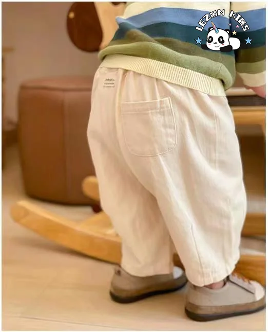LEZONKIDS - Customizable Factory Wholesale Waistband Casual Locking Hem Pants Toddler Cotton Harem Pants Baby Boy Pants